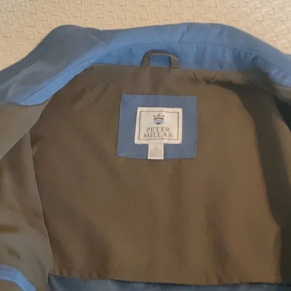 Vintage PETER MILLAR Zip Button Jacket Coat Windbreaker L Blue
